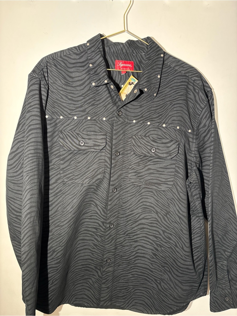 Supreme studded work shirt Black zebra pattern FW22 size large